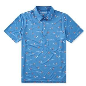 NWT Chubbies Performance Polo Santa Ski Daddle XXL Golf Beach Xmas UPF 50 Blue